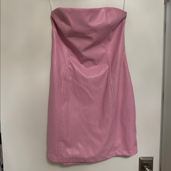 PRINCESS POLLY STRAPLESS MINI LEATHER DRESS PINK - Picture 2 of 5